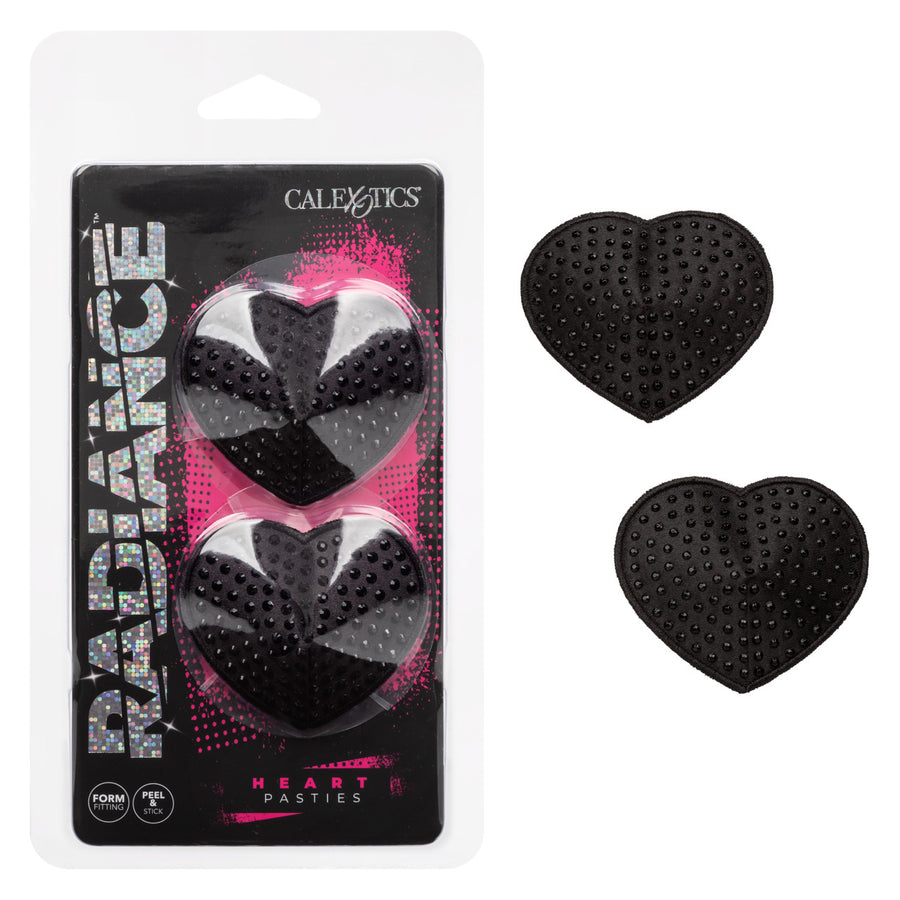 Radiance HEART PASTIES Black Nipple Pasties with Sparkling Gems 