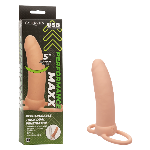 Performance Maxx Thick Dual Penetrator 5" - Rechargeable Ivory Penis Extension