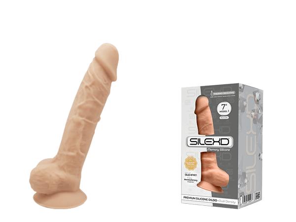 Silexd – Dual Density 7″ Silicone Dong with Balls (Light Flesh)