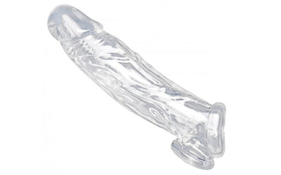 Size Matters Penis Extension Sleeve Realistic Extra Length Extender with Ball Stretcher 7 inch Clear