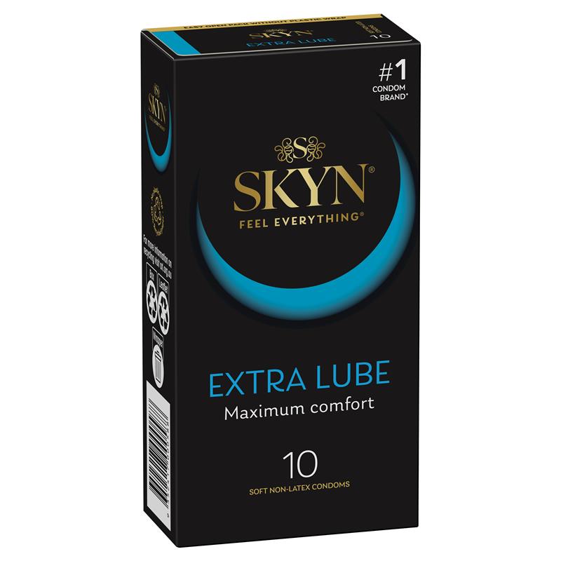 SKYN EXTRA LUBE Maximum Comfort Soft Non Latex Condoms 10 Pack