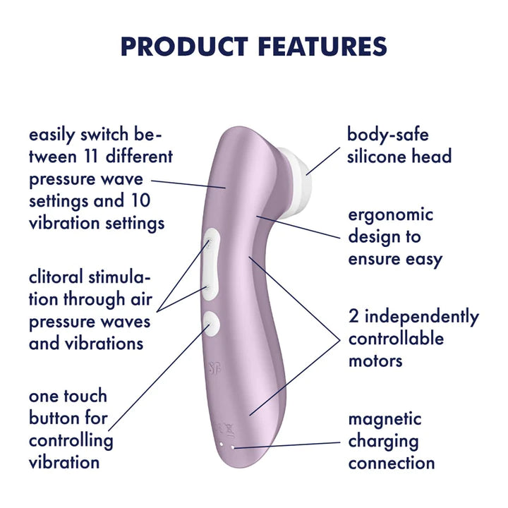 Satisfyer Pro 2 + with Vibration USB Rechargeable Clitoral Air Pulse Stimulator