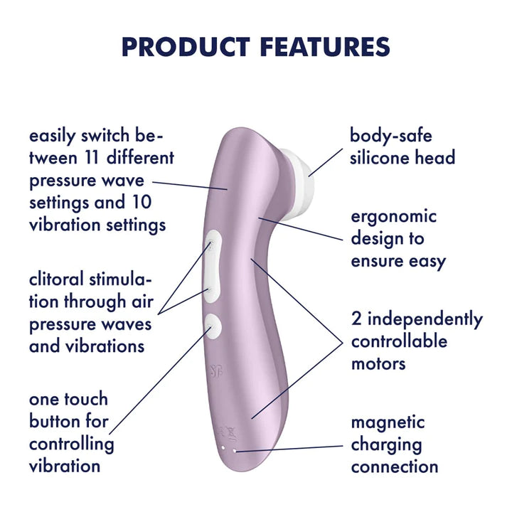 Satisfyer Pro 2 + with Vibration USB Rechargeable Clitoral Air Pulse Stimulator Violet Purple