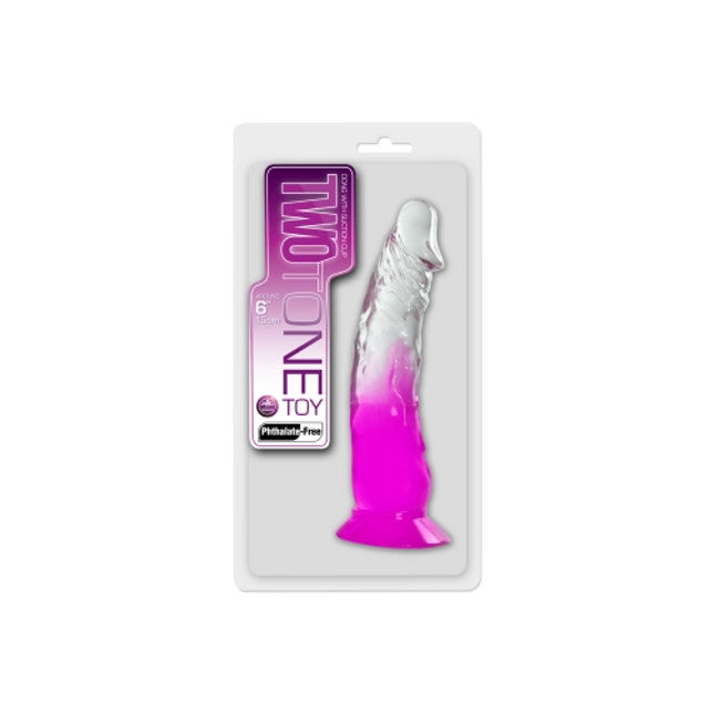 TWO TONE 6 inch DONG Clear Purple Dildo with no balls