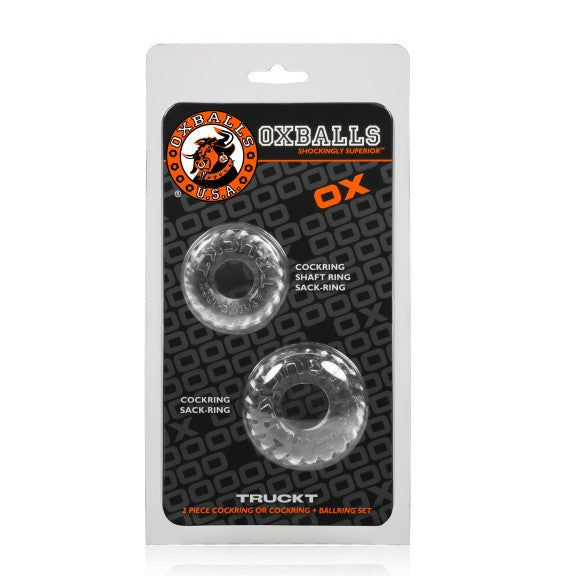 Oxballs Truckt 2-Piece Cock Ring and Ball Ring Set Clear