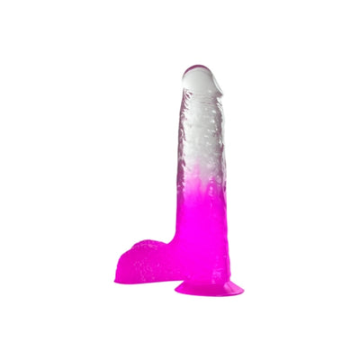 TWO TONE 7 inch DONG Clear Purple Dildo with balls