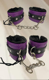 JOYGASMS PU  faux leather fur lined Black purple Handcuffs