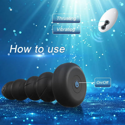 10-Speed Black Thrusting & Vibrating Prostate Massager with Remote Control - Rechargeable Silicone
