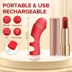 10-Mode Red Finger Vibrator - Rechargeable Waterproof Silicone Grip Massager