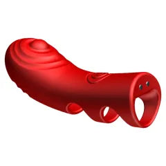 10-Mode Red Finger Vibrator - Rechargeable Waterproof Silicone Grip Massager