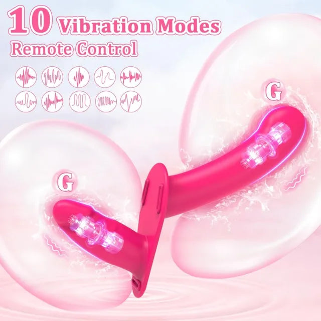 Double Ended Remote Vibrating Strap On Dildo 7.5 Inch - Dual Pleasure