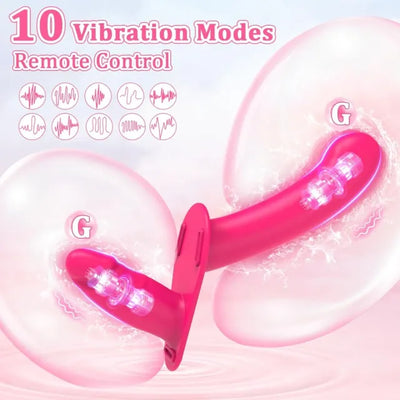 Double Ended Remote Vibrating Strap On Dildo 7.5 Inch - Dual Pleasure