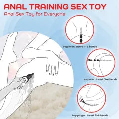 14.4 Inch 10-Speed Black Rechargeable Silicone Vibrating Anal Beads - 3 Motors