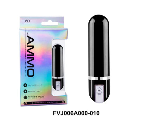 Ammo Bullet Rechargeable Vibrating Bullet Black