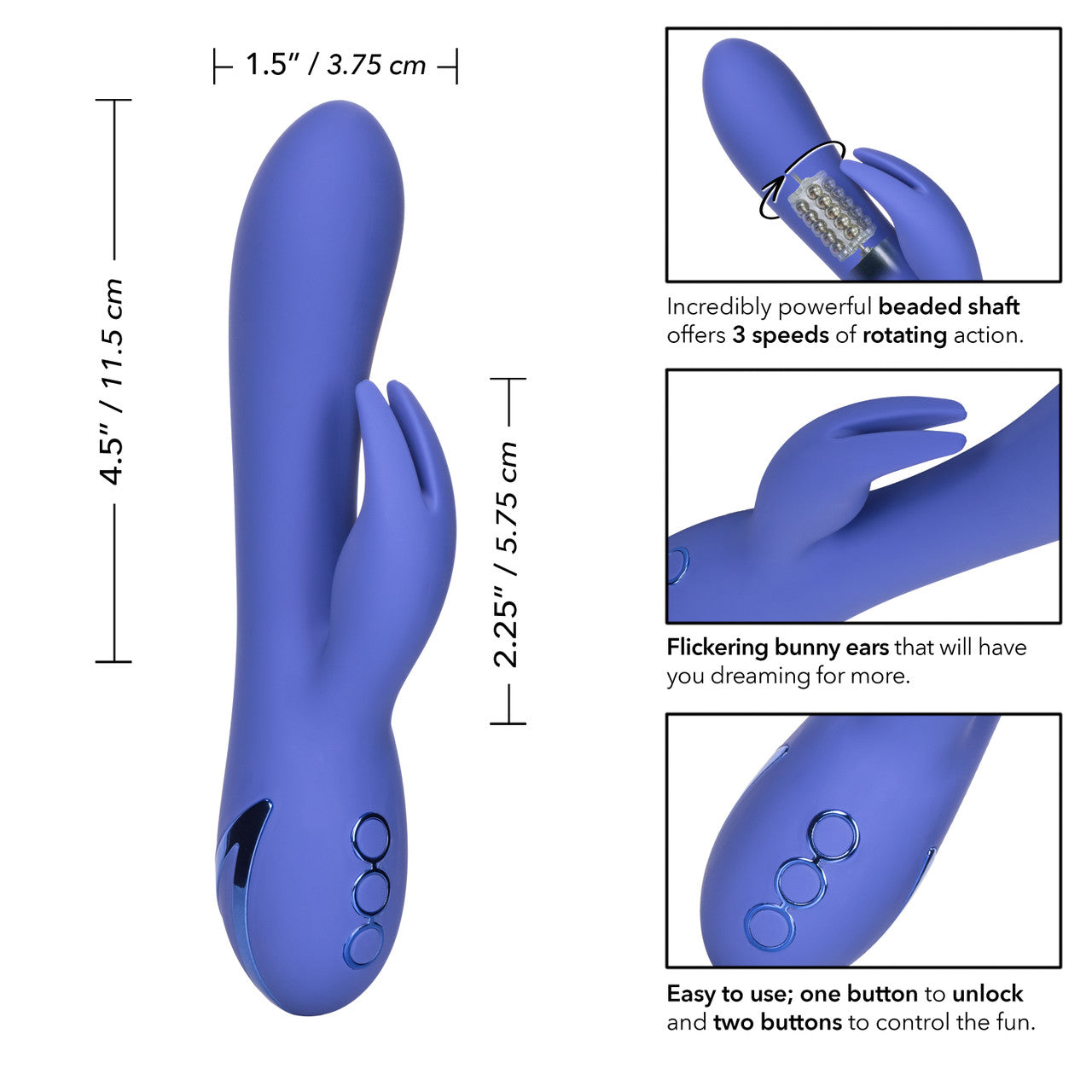 California Dreaming BEVERLY HILLS BUNNY Rechargeable Rabbit Vibrator with Flickering Clitoral Teasers