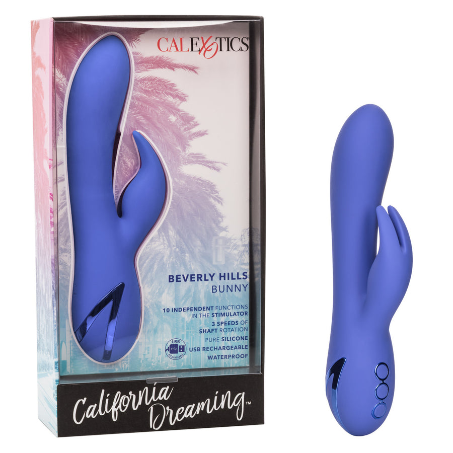 California Dreaming BEVERLY HILLS BUNNY Rechargeable Rabbit Vibrator with Flickering Clitoral Teasers