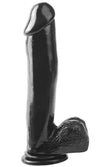 Pipedream Basix Rubber Works 12 inch Dong with Suction Cup Mount Base Black Realistic Dildo