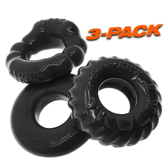 Oxballs BONEMAKER 3 STYLE BONER COCK RINGS Black