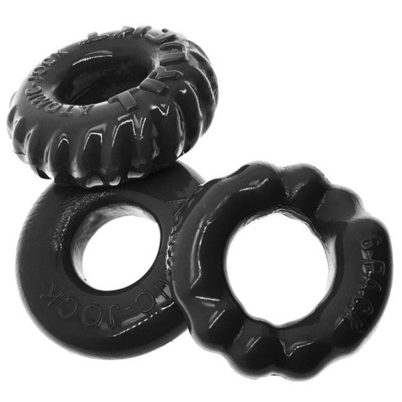 Oxballs BONEMAKER 3 STYLE BONER COCK RINGS Black