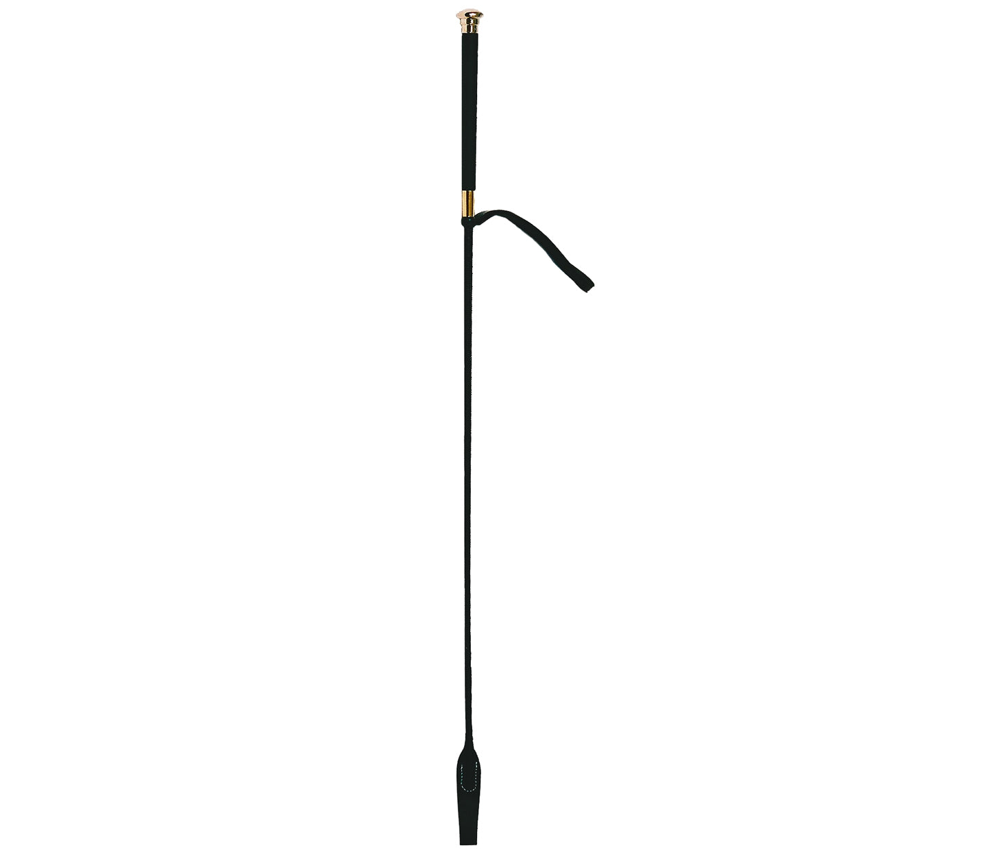 Love in Leather Flexible Black Braided Riding Crop with Fibre Glass Rod and Wrist Strap