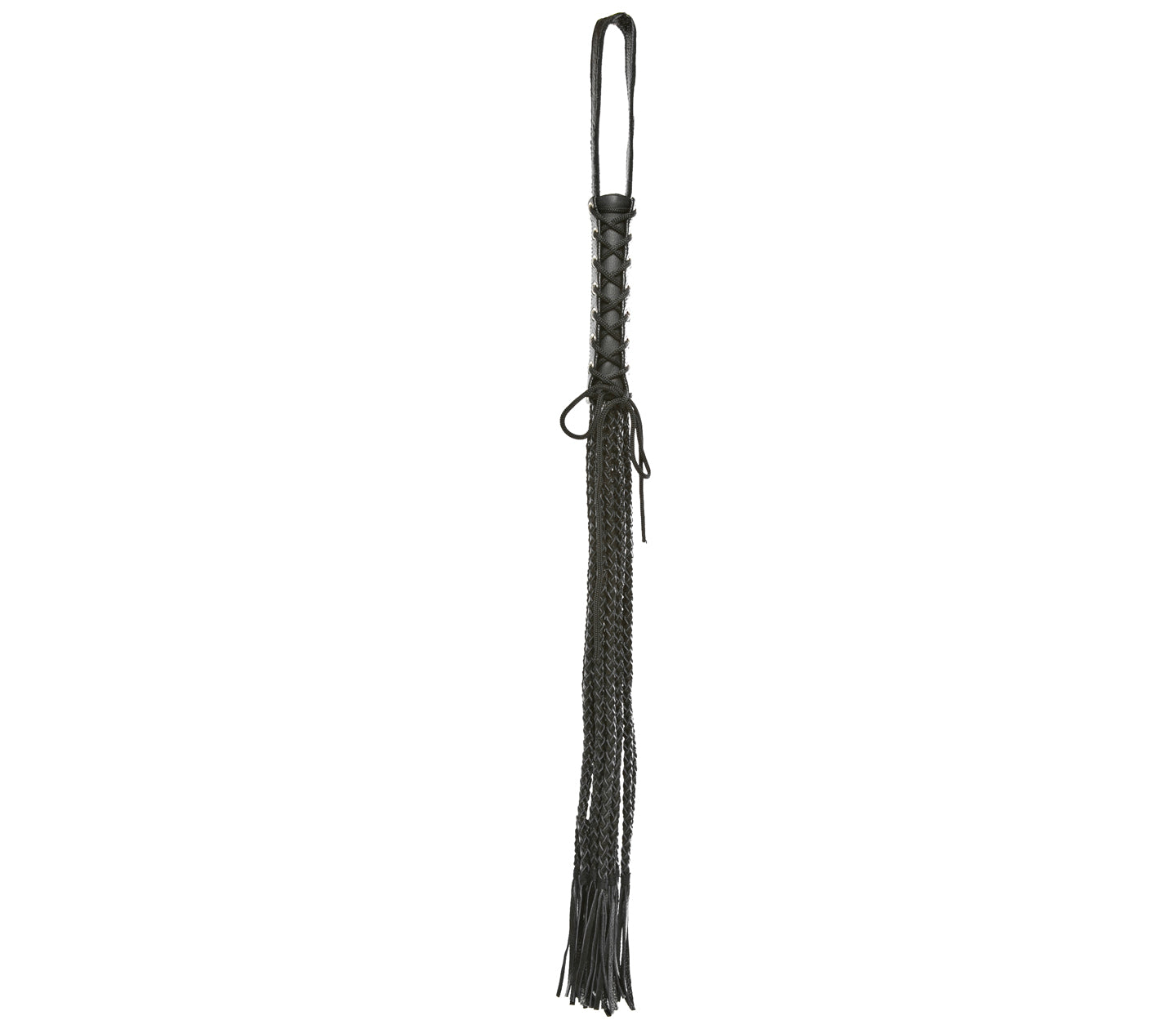 Love in Leather LONG LEATHER FLOGGER WITH CORSETED HANDLE AND PLAIT TAILS