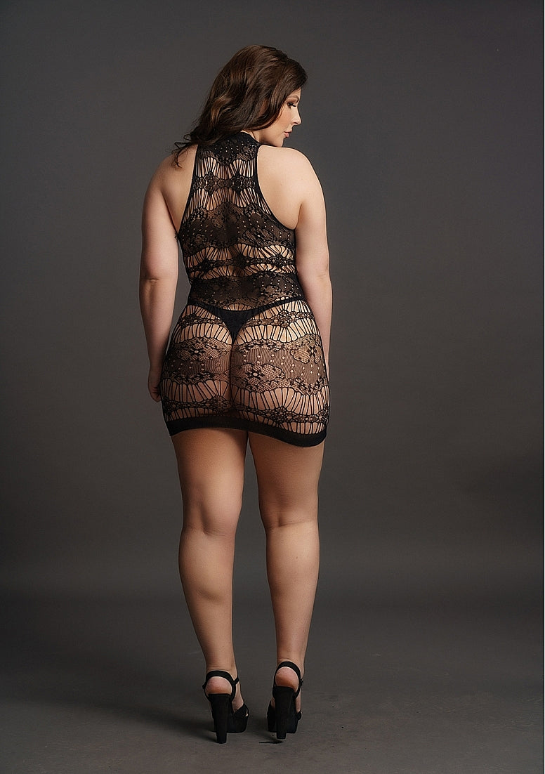 Le Desir Bliss Lingerie HIGH CRISS CROSS KEY HOLE NECK MINI DRESS