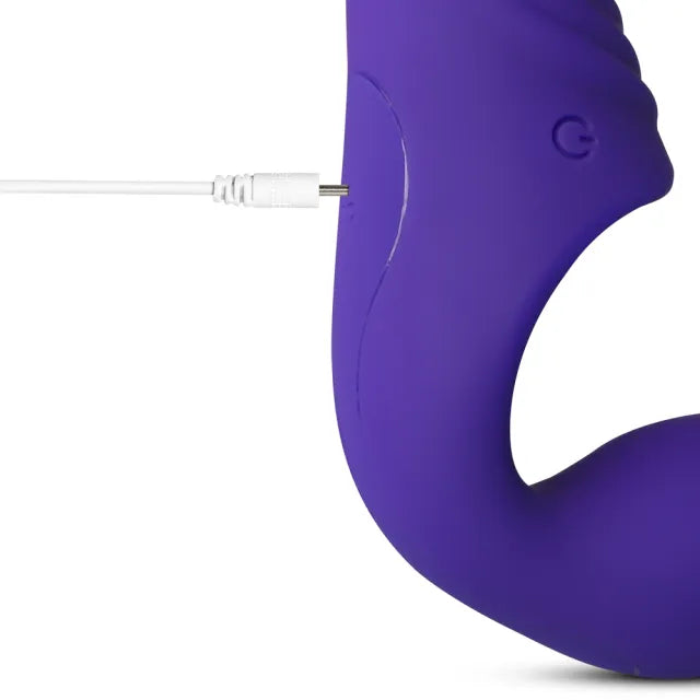 Strapless Strap-On Double Vibrator Purple 10-Speed Rechargeable
