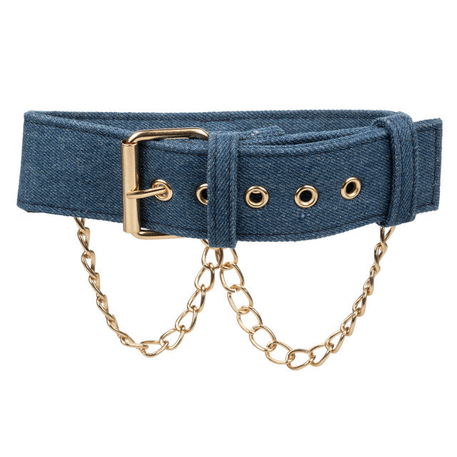CaleXOtics RIDE'EM COLLAR WITH LEASH Premium Denim Collection