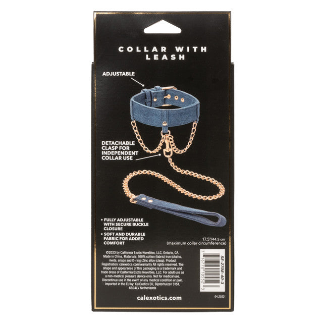 CaleXOtics RIDE'EM COLLAR WITH LEASH Premium Denim Collection