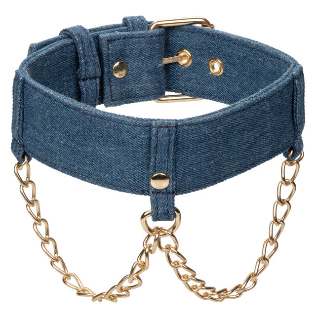 CaleXOtics RIDE'EM COLLAR WITH LEASH Premium Denim Collection