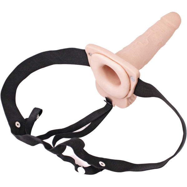 Erection Assistant 6 inch USB RECHARGEABLE HOLLOW STRAP-ON 6 inch VIBRATING Flesh