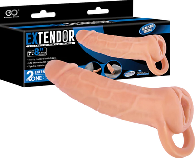 EXTENDOR 8 inch 2 in 1 Penis Extender with Ball Strap and Realistic Vagina Masturbator