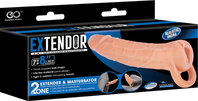 EXTENDOR 8 inch 2 in 1 Penis Extender with Ball Strap and Realistic Vagina Masturbator