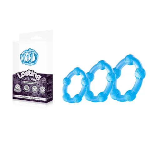 Lasting Love Cock Ring 3 Piece Set - Blue