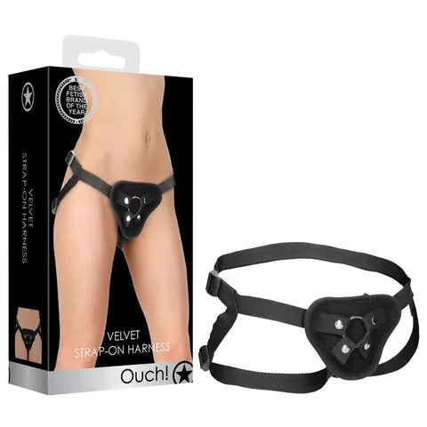 OUCH! Velvet & Velcro Adjustable Harness - Black