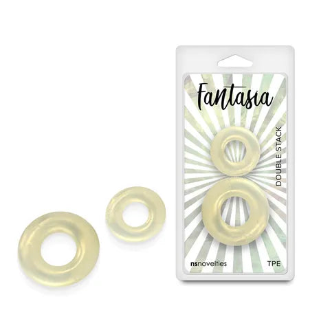 Fantasia Double Stack Cock Ring Amber - Premium TPE with Shimmer Finish