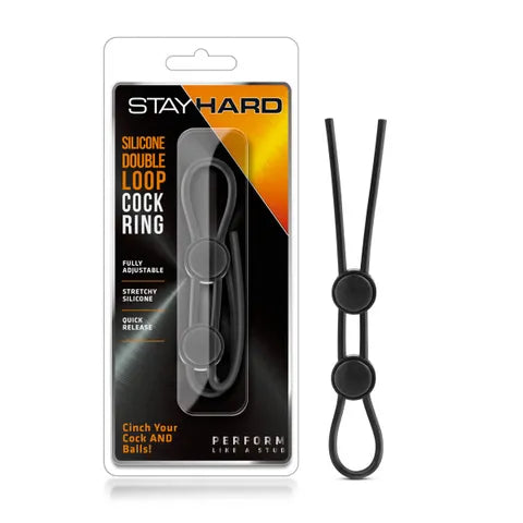 Stay Hard Silicone Double Loop Cock Ring – Black