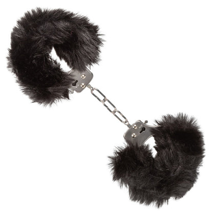 CaleXOtics ULTRA FLUFFY FURRY CUFFS Silver Metal Handcuffs with Luxurious Black Faux Fur