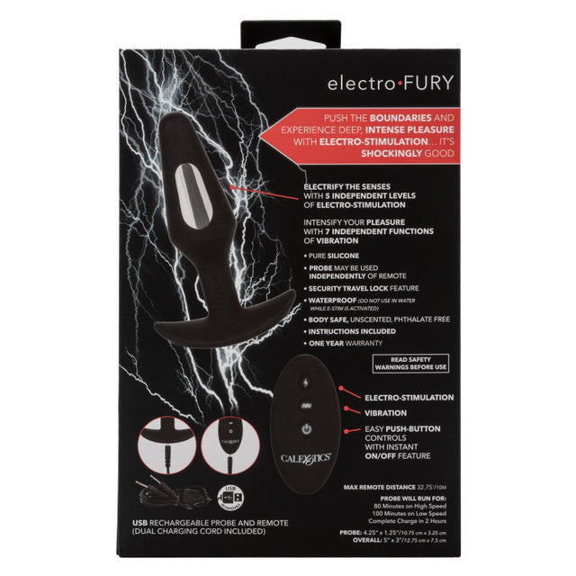 CaleXOtics VOLT ELECTRO-FURY Electro Stimulating Vibrating Butt Plug with Remote Control