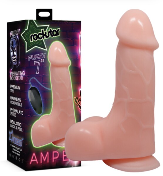 Rockstar Amped FUZZY 7 inch Vibrating Dildo with Remote Control