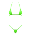 Spandex Micro Triangle Bikini Top and Matching G String 2 Piece Set Green One Size