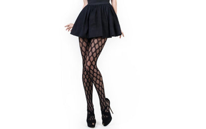 Geo Jacquard Fishnet Tights Black
