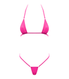 Spandex Micro Triangle Bikini Top and Matching G String 2 Piece Set Hot Pink One Size