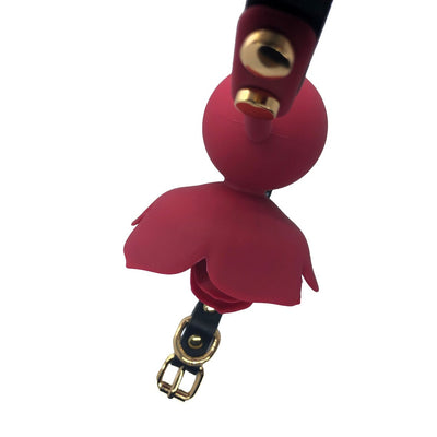 JOYGASMS Wild Bloom Silicone Deep Red Rose Shaped Breathable Ball Gag