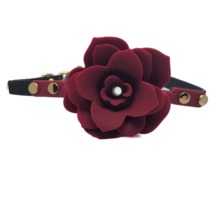 JOYGASMS Wild Bloom Silicone Deep Red Rose Shaped Breathable Ball Gag