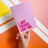 I JUST FUCKING LOVE YOU Pink and Red Greeting Card