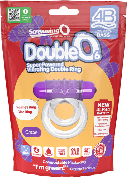 ScreamingO Double O 6 4B Vibrating Cock Ring – Grape