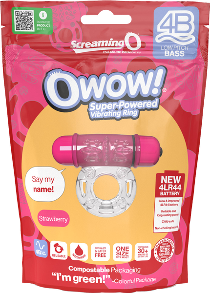 ScreamingO 4B OWow Vibrating Cock Ring – Strawberry