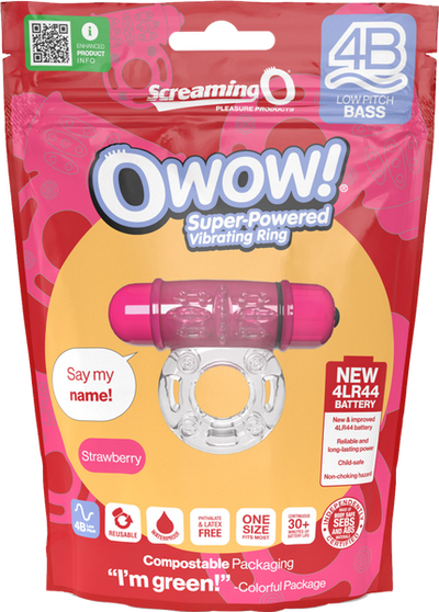 Screaming O 4B OWow Vibrating Cock Ring – Strawberry