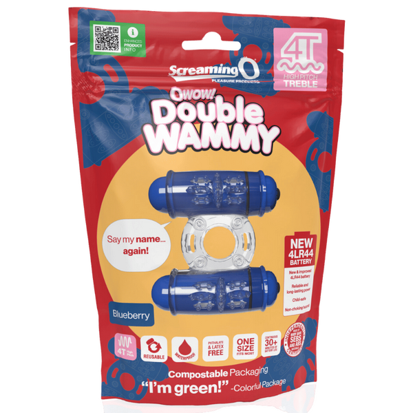 ScreamingO Double Whammy 4T Vibrating Cock Ring – Blueberry